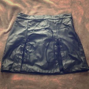 Faux Leather mini skirt with front tie detailing
